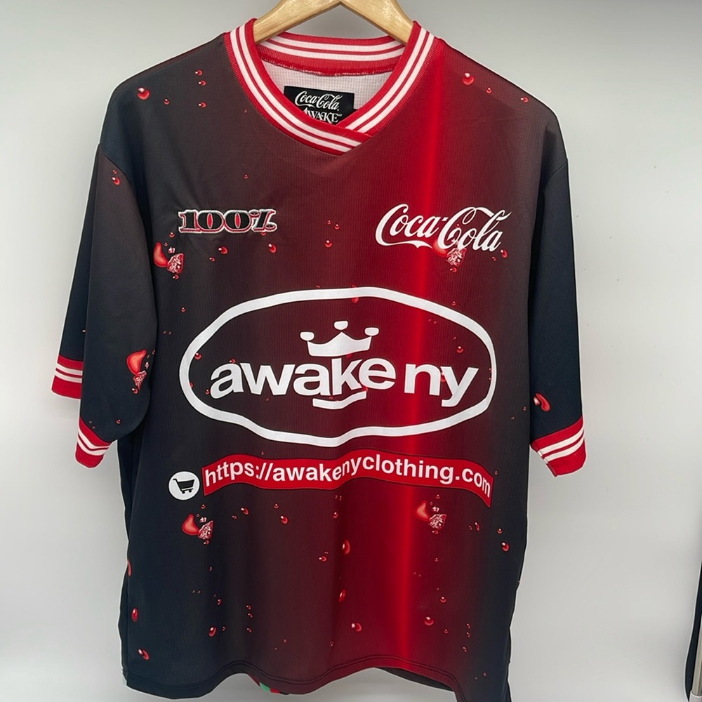 Awake NY Coca-Cola X Graphic Football Jersey T-Shirt Men Large